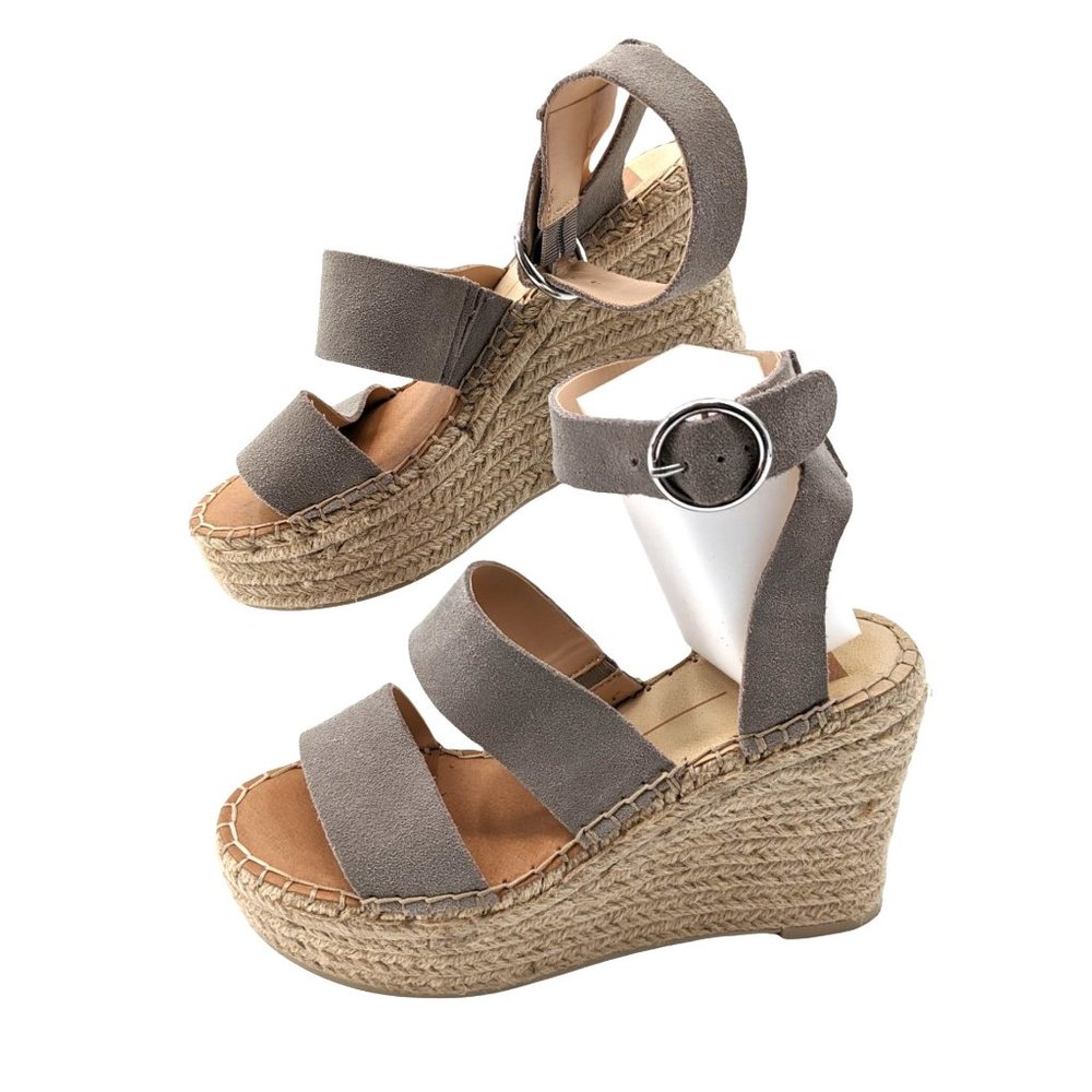 Dolce Vita Shae Suede Platform Wedge Sandal Womens 6 6.5 Gray Runs Small Fits 6